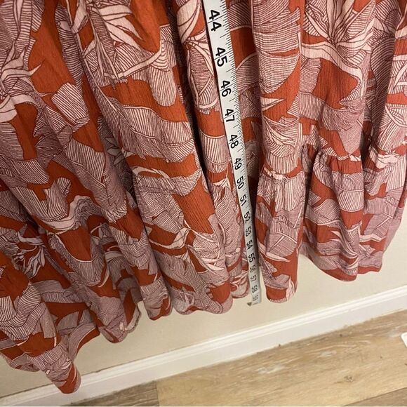 Knox Rose long maxi boho button front tassel tropical red short sleeve dress M - Picture 8 of 12